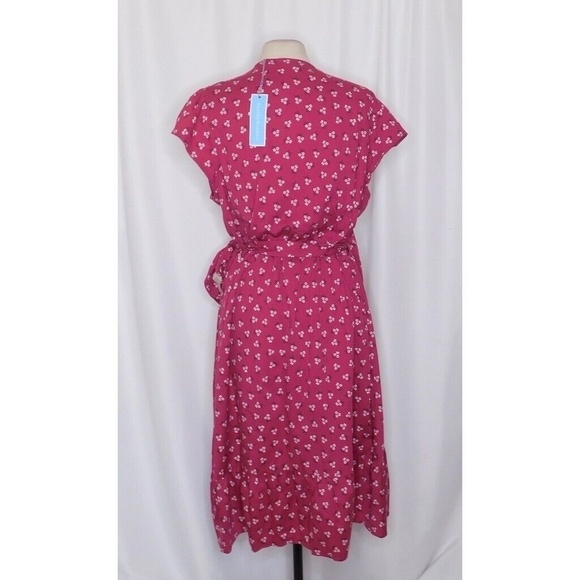 NWT!! DRAPER JAMES Wrap Flounce Dress Deep Berry Floral Flutter Pink Size 18 - Picture 9 of 16